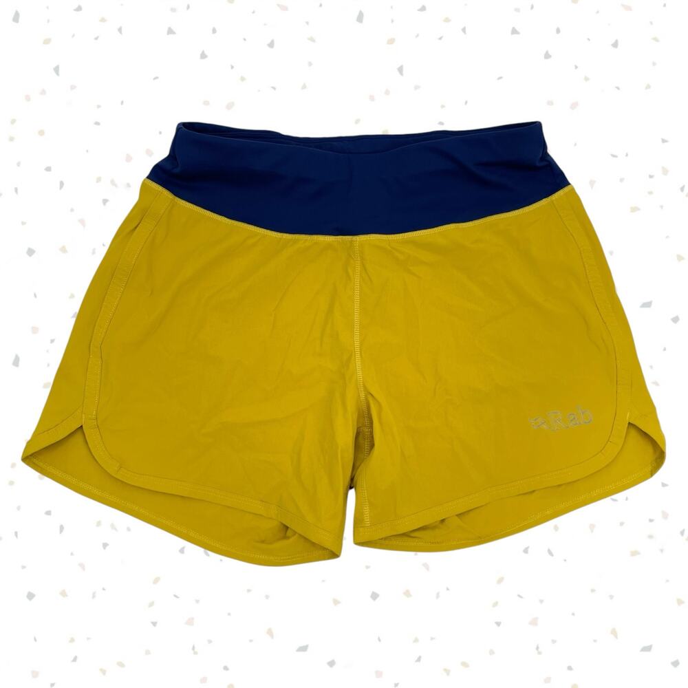 Rab Momentum Shorts Yellow Blue Athletic Running Hiking Active Bottoms Size UK10